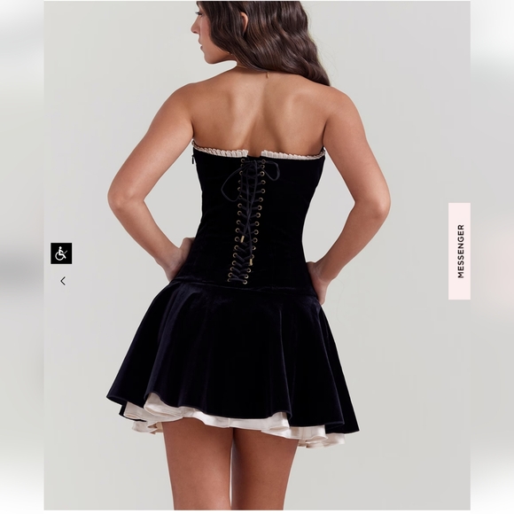 House of CB Marilla Black Velvet Strapless Mini Dress - Picture 1 of 16